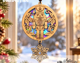 Nutcracker Holiday Decoration Suncatcher File | Disc Repurposing (svg, pdf, eps)
