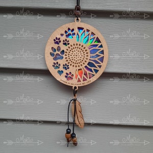 Digital File Sunflower & Paw Prints Suncatcher | Repurposing DVDs | Laser Cut File | SVG, PDF, EPS | Digital File