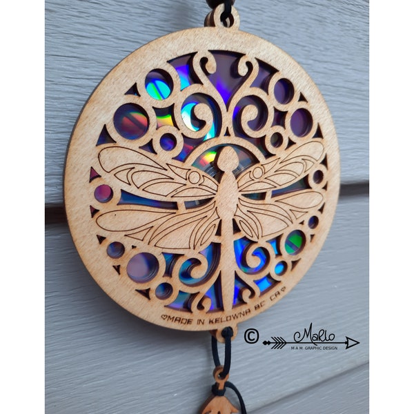 Dragonfly Suncatcher |  Repurposing DVDs | Laser Cut File | SVG, PDF, EPS | Digital File