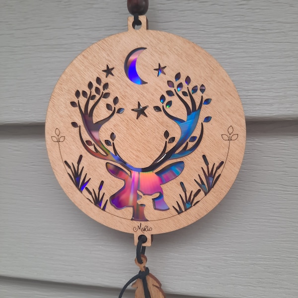 Deer in Deer Suncatcher |  Repurposing DVDs | Laser Cut File | SVG, PDF, EPS | Digital File