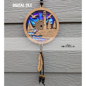 Lighthouse Suncatcher Laser Cut File | DVD Repurpose (svg, pdf, eps) (Digital File)
