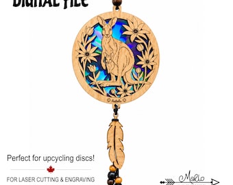 Mother & Joey Suncatcher | Laser Cut Wood Disc Upcycle (SVG, PDF, EPS)