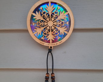 Snowflake Suncatcher Laser Cut File | DVD Repurposing (svg, dxf, eps)