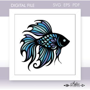 Fichier numérique 3D Poisson Betta fantaisie | Boîte d'ombre | Fichiers 3D en couches découpées en papier | SVG, EPS | Fichiers prêts pour le laser | Fichiers prêts pour la découpe Cricut