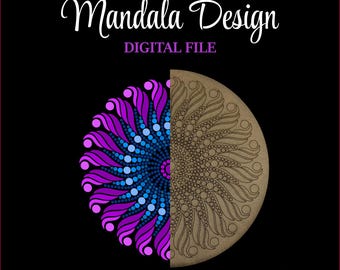 Mandala Dot Art Laser Engraving File: 7" SVG PDF EPS (Digital Download