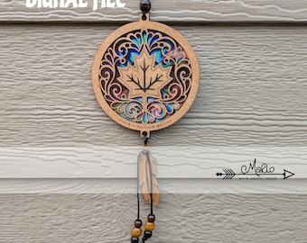 Maple Leaf Emblem Suncatcher Laser Cut File | Repurposed DVD (svg, pdf, eps - Digital File)