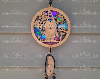 Gnome with Flowers Suncatcher | Repurposing DVDs | Laser Cut File | SVG, PDF, EPS | Digital File