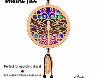 Dragonfly Suncatcher Laser Cut File | DVD Repurpose (svg, pdf, eps)