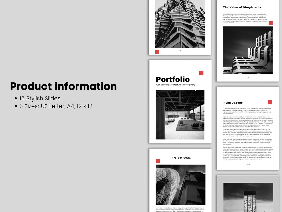 Architecture Portfolio Adobe Illustrator Presentation Template | Ebook ...