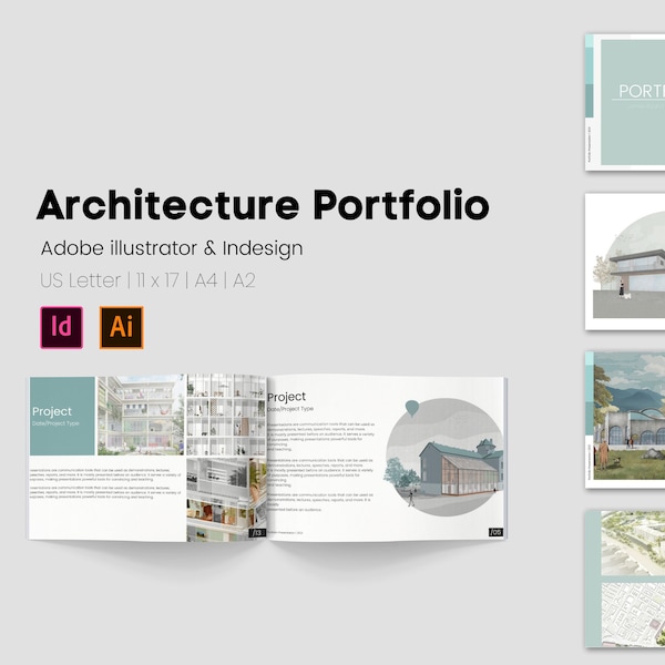 Architecture Portfolio Adobe Indesign & illustrator Presentation Template | ebook | Design Portfolio | Project Contract | Design Portfolio