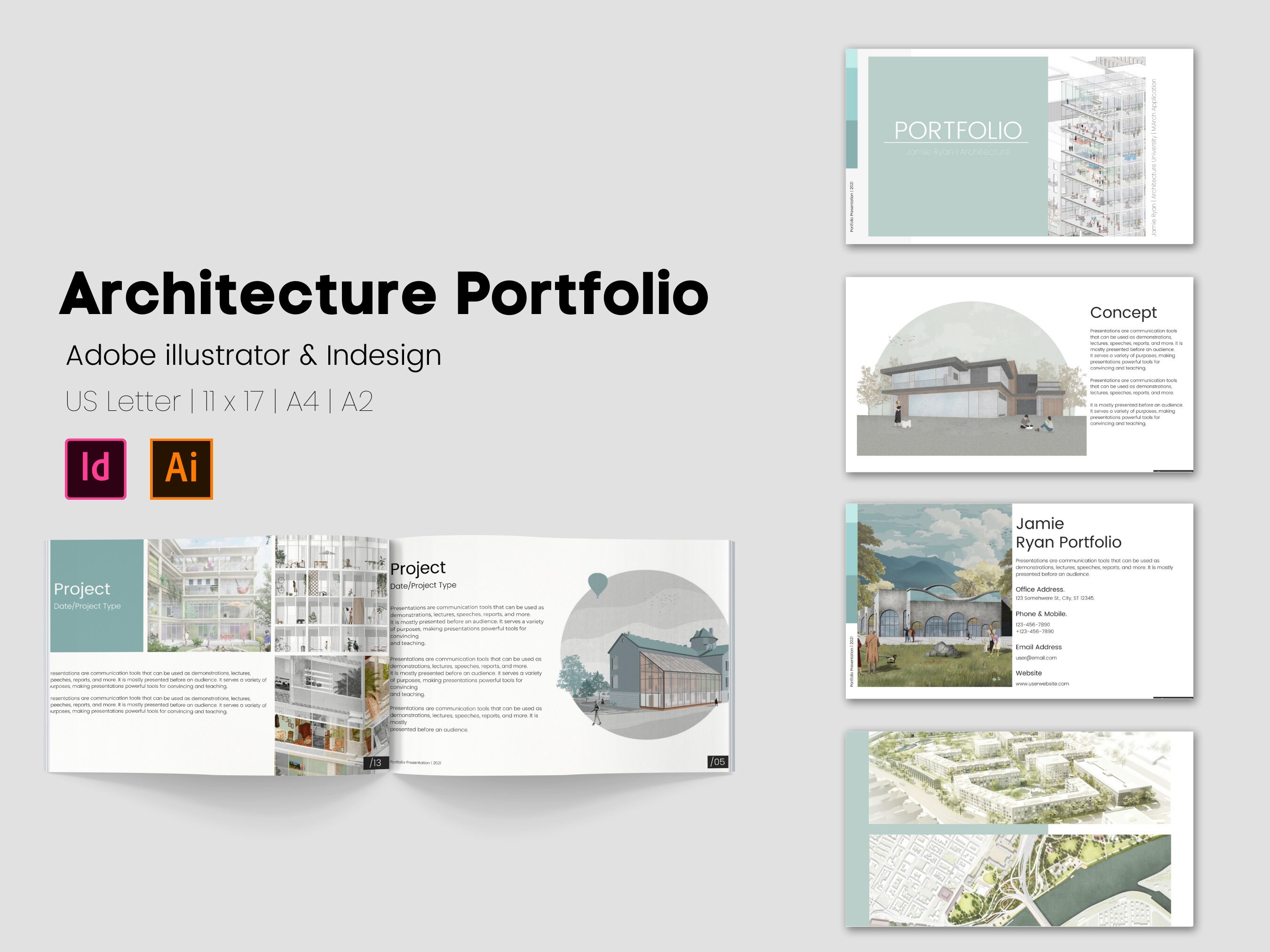 Architecture Portfolio Adobe Indesign Illustrator Etsy