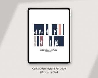 Plantilla de Canva para portafolio de arquitectura: Diseño minimalista (descarga digital/varias opciones de tamaño)