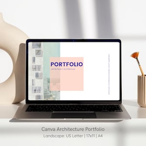 Editable Professional Architecture Portfolio Template | Student M.Arch Application & Job Interview Presentation | 16 Page Canva Layout