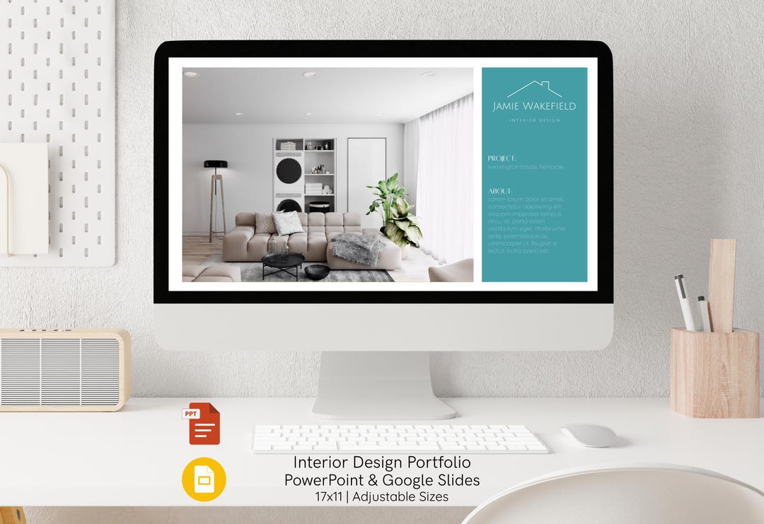16 Page Interior Design Presentation Template: Google Slides ...