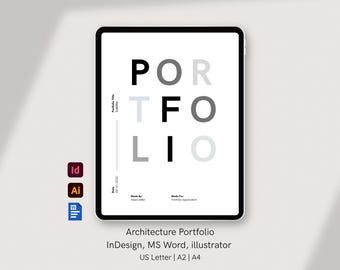 Architecture Portfolio Template: InDesign, Illustrator, Word (Digital Download)