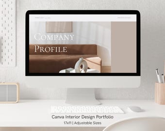Editable Professional Interior Design Portfolio Template | Client Proposal | 20 Page Canva Design Board