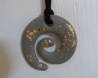 Minimalist Necklace, Concrete Necklace, Concrete gold flakes