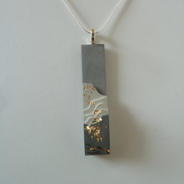Modern Concrete Pendant, Minimalist Necklace, Geometric Jewelry