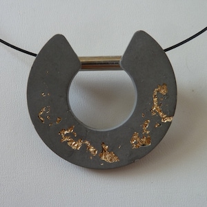 Minimalist Necklace, Concrete Necklace, Concrete gold flakes