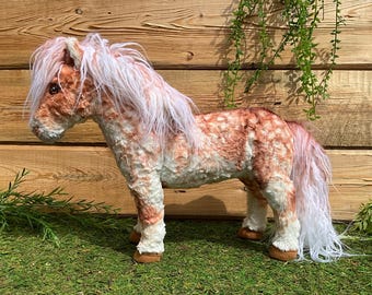 Sorrel Dapple Plush Pony made from faux alpaca fur
