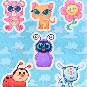 Nostalgie Aufkleber Bogen 11,5 x 14 cm |Retro Cartoon Vinyl Sticker Set| 2000s Popkultur Laptop Aufkleber