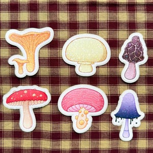 Pilz Individueller Aufkleber 6,5 cm | Pilz Individueller Magnet 6,5 cm | Süßer Pilz-Vinyl-Aufkleber Von der Natur inspirierter Laptop- oder Journalsticker
