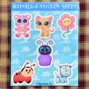 Nostalgia Sticker Sheet 4.3"x5.4" |Retro Cartoon Vinyl Sticker Set| 2000s Pop Culture Decals for Laptops