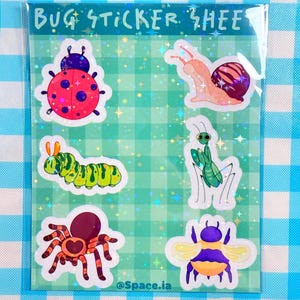 Bug Sticker Sheet 4.3&quot;x5.4&quot; |Cute Insect Vinyl Stickers| Nature Bug Decals for Scrapbooking and Journals