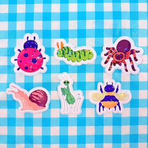 Bug Individual Sticker 2.5&quot; | Handmade Insect Vinyl Decal | Bee or Spider Sticker for Water Bottles