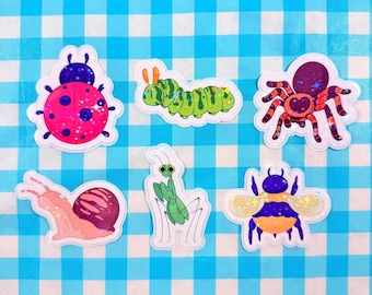 Bug Sticker: Handmade Sparkly Insect Vinyl Decal for Water Bottles