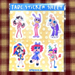 The Amazing Digital Circus Sticker Sheet 4.3"x5.4" Vinyl Stickers l Pomni, Jax, Ragatha, and More | Cartoon Decals for Laptops and Journals