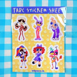 The Amazing Digital Circus Sticker Sheet 4.3"x5.4" Vinyl Stickers l Pomni, Jax, Ragatha| Cartoon Decals for Laptops and Journals