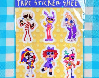 The Amazing Digital Circus Sticker Sheet 4.3"x5.4" Vinyl Stickers l Pomni, Jax, Ragatha| Cartoon Decals for Laptops and Journals