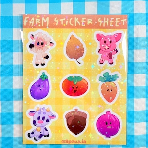 Farm Sticker Sheet 4.3&quot;x5.4&quot; |Cute Animal Vinyl Stickers| Cow, Pig and Sheep Sticker Set for Kids and Journals