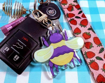 Bee Acrylic Keychain 2.5" |Cute Bumblebee Charm for Keys| Backpacks, and Bags | Handmade Nature-Inspired Accessory