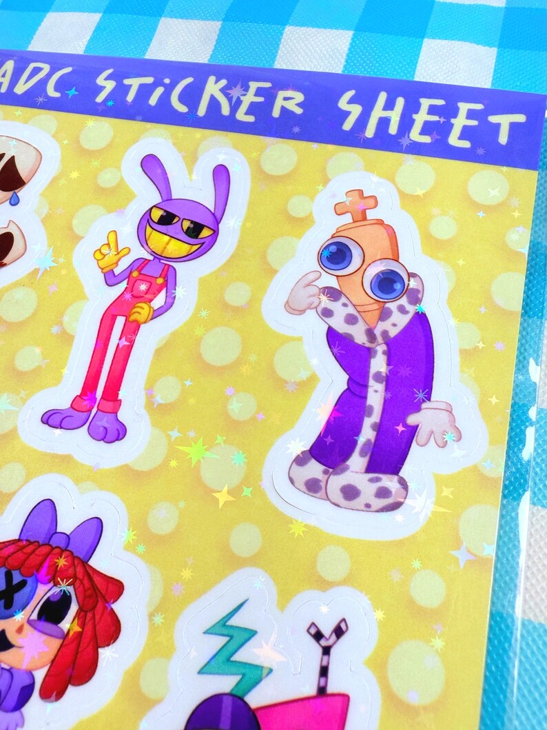 The Amazing Digital Circus Sticker Sheet 4.3"x5.4" Vinyl Stickers L ...