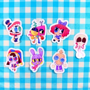 Chibi Amazing Digital Circus Individual Stickers 2.5&quot; l Vinyl Decals  Pomni, Jax, Gangle| Cartoon Laptop and Water Bottle Stickers