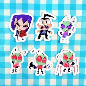 Invader Zim Individual Sticker 2.5&quot; |Vinyl Decal Featuring Zim, Dib, Gaz| Cute Cartoon Laptop or Water Bottle Sticker