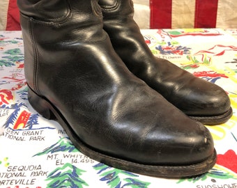 Authentic Equestrian Riding Boots 1970's 1980's Black All Leather 19 1/2 inches Tall Women's Size 7