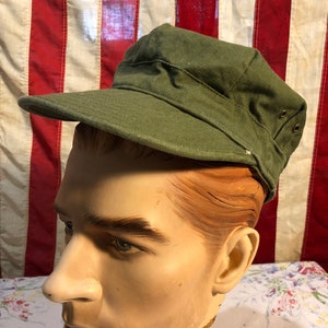 Military Surplus 1950's USGI Army Issued Original Fatigue OD green Hat Cap / Size 7 small