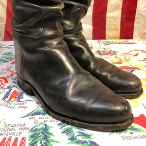 Authentic Equestrian Riding Boots 1970&#39;s 1980&#39;s Black All Leather 19 1/2 inches Tall Women&#39;s Size 7