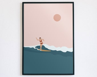 Surfer Girl Art | Etsy