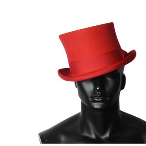 Rode hoge hoed Rode wollen hoge hoed Rode handgemaakte hoge hoed Vintage hoge hoed cilinderhoed bruiloft Melone Hut Sombreros de Copa tophat Dapper Day Waverleyg
