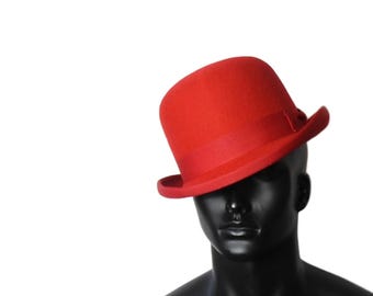 Red Bowler Hat Derby Bowler Hats Wool Derby Hats Sombreros de Copa waverleyg Bowler hat man Bowler hat woman de bowler dapper day man