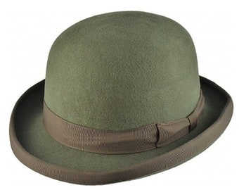 Olive Green Bowler Hat Bowler Hat Olive Colored Bowler Hats Derby Bowler Green Derby Hat Wool Derby Hat waverleyg Bowler hat man Derby Day