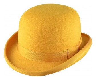 Yellow Bowler Hat Bowler Hat Mustard Yellow Derby Bowler Wool Derby hat Bowler Hat  Zylinder Hut Dapper Day Bowler waverleyg Bowler hat man