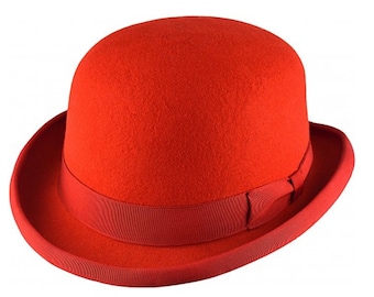 Red Bowler Hat Derby Bowler Hats Wool Derby Hats Sombreros de Copa waverleyg Bowler hat man Bowler hat woman de bowler dapper day man