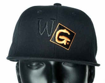 Snapback Cap Black Snapback Original Snapback Hats  Mens Unisex WG in black and gold waverleyg
