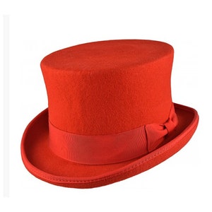 Red Top Hat Red Wool Top Hat Red Handmade Top Hat Vintage Top Hat Top-Hat Wedding Melone Hut Sombreros de Copa tophat Dapper Day waverleyg