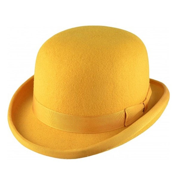 Yellow Bowler Hat Bowler Hat Mustard Yellow Derby Bowler Wool Derby hat Bowler Hat  Zylinder Hut Dapper Day Bowler waverleyg Bowler hat man